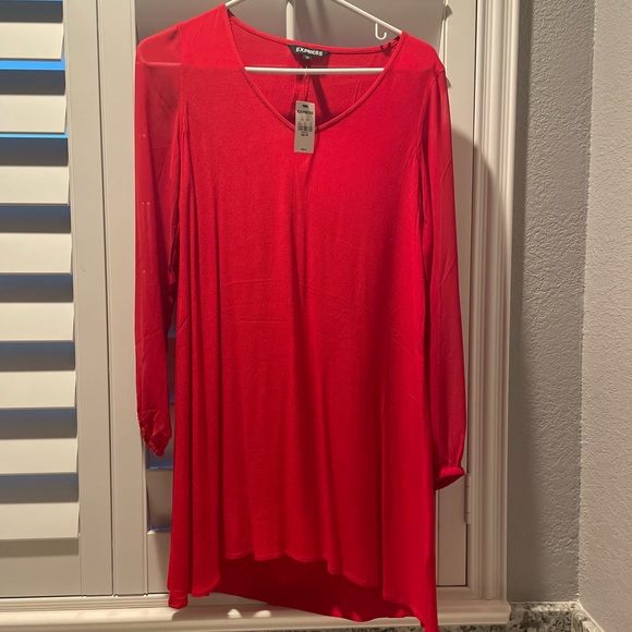 Express Red Sheer Dress Size XS - Picture 1 of 4